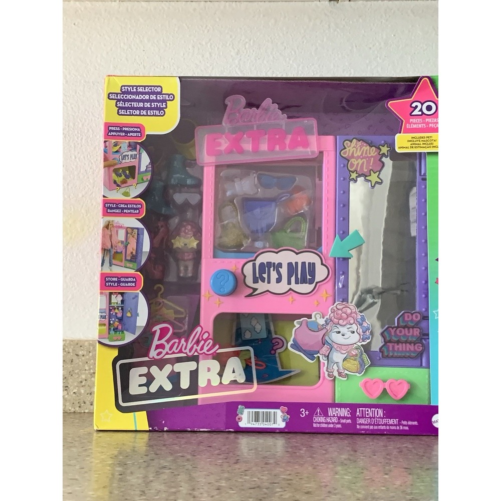 Barbie Extra Surprise Fashion Playset 20 Pieces Including Pet Poodle Closet NEW
